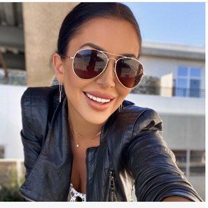 NEW Diff Eyewear Cruz Aviator Sunglasses in Brushed Gold Brown